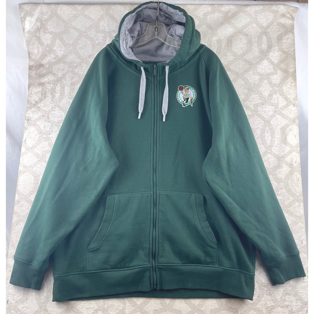 Antigua Mens Boston Celtics Full‎ Zip Hoodie Green Embroidered Logo XXL NBA